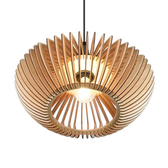 Lampada a sospensione antracite legno per tavolo da pranzo