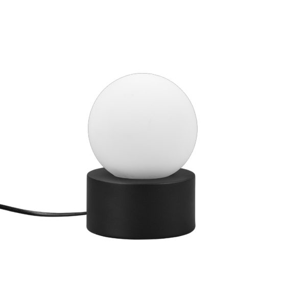 Abat-jour lampada da comodino nero sfera vetro