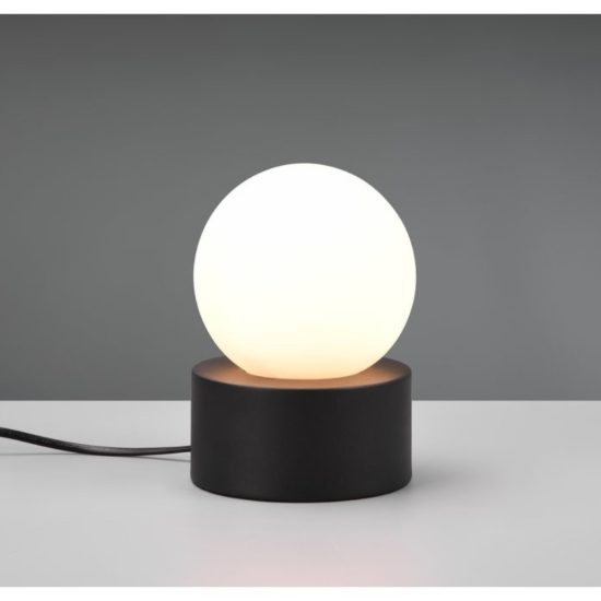 Abat-jour lampada da comodino nero sfera vetro