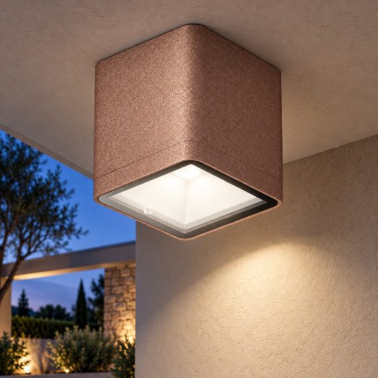 Faretto led 8,5w 3000k ip65 moderno da esterno soffitto cubico oro rosato