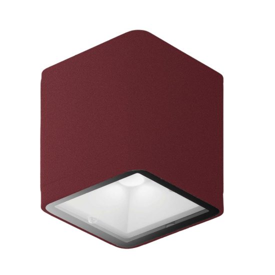 Faretto cubico moderno da esterno soffitto bordeaux led 8,5w 3000k ip65