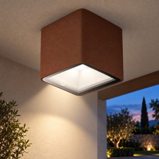 Faretto led 8,5w 3000k ip65 moderno da esterno soffitto cubico rame opaco