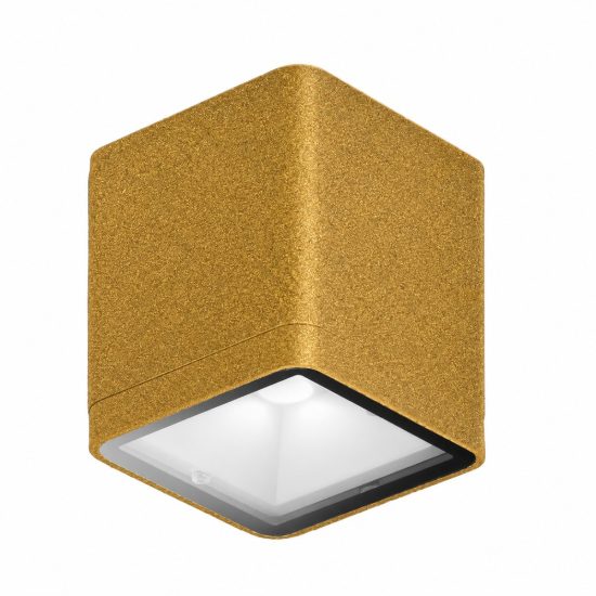 Faretto da esterno soffitto led 8,5w 3000k ip65 cubico moderno oro opaco