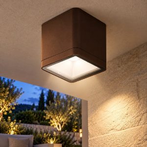 Faretto led 8,5w 3000k ip65 moderno da esterno soffitto cubico ruggine