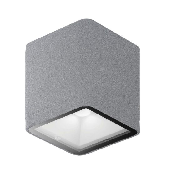 Faretto da esterno soffitto led 8,5w 3000k ip65 cubico moderno grigio perla