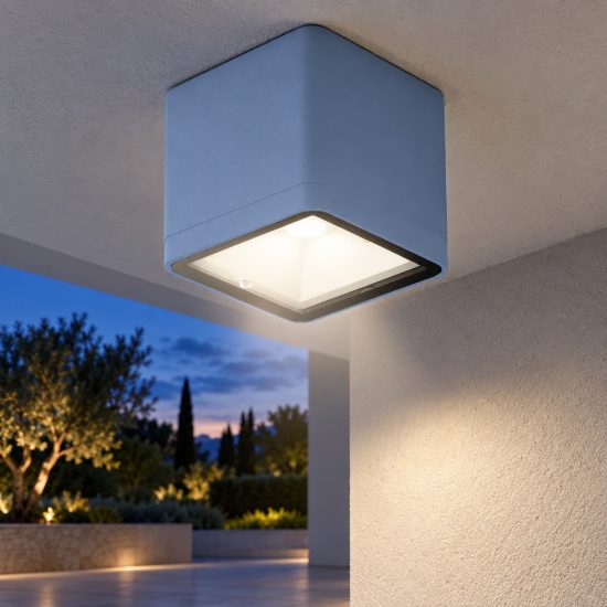 Faretto da esterno soffitto moderno cubico carta da zucchero led 8,5w 3000k ip65