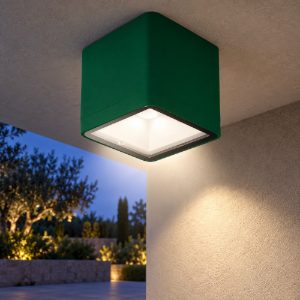 Faretto da esterno soffitto moderno cubico verde bosco led 8,5w 3000k ip65