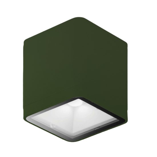 Faretto led 8,5w 3000k ip65 da esterno soffitto moderno cubico verde oliva