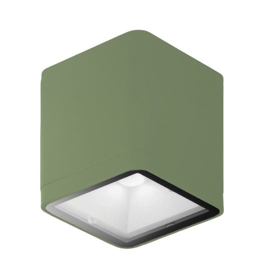 Faretto da esterno soffitto led 8,5w 3000k ip65 cubico moderno verde salvia