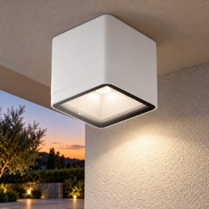 Faretto da esterno soffitto led 8,5w 3000k ip65 moderno cubico bianco