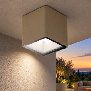 Faretto moderno da esterno soffitto cubico sabbia led 8,5w 3000k ip65