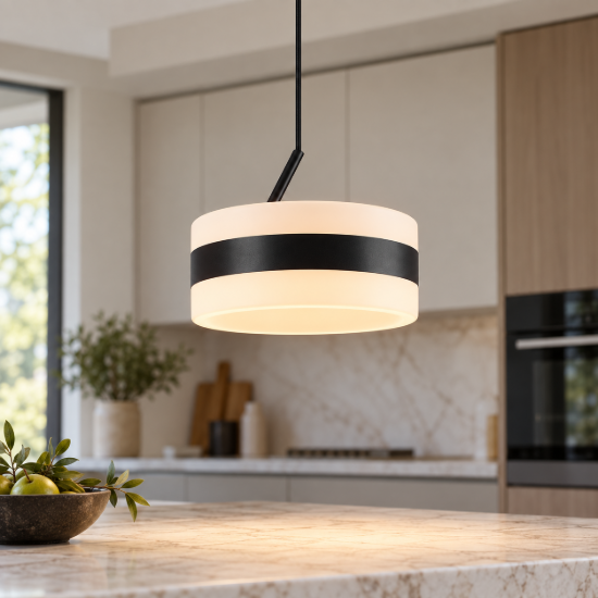 Lampada a sospensione led 8w cct 2300k 4000k dimmerabile nero opaco