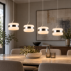 Lampadario a sospensione led cct 2300k 4000k dimmerabile 4 luci rettangolare nichel