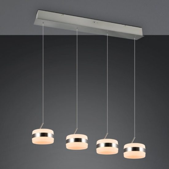 Lampadario a sospensione led cct 2300k 4000k dimmerabile 4 luci rettangolare nichel