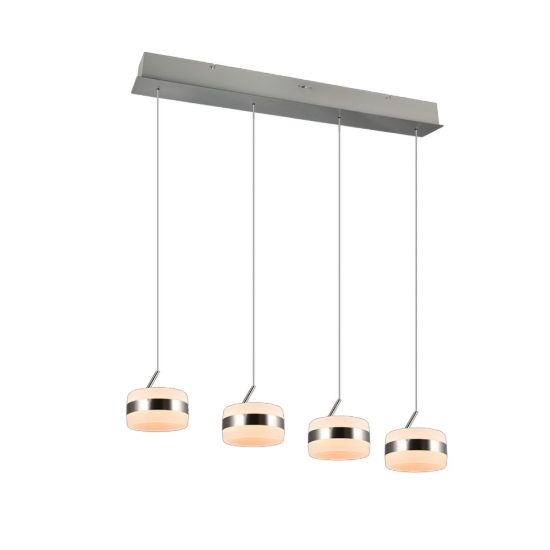 Lampadario a sospensione led cct 2300k 4000k dimmerabile 4 luci rettangolare nichel