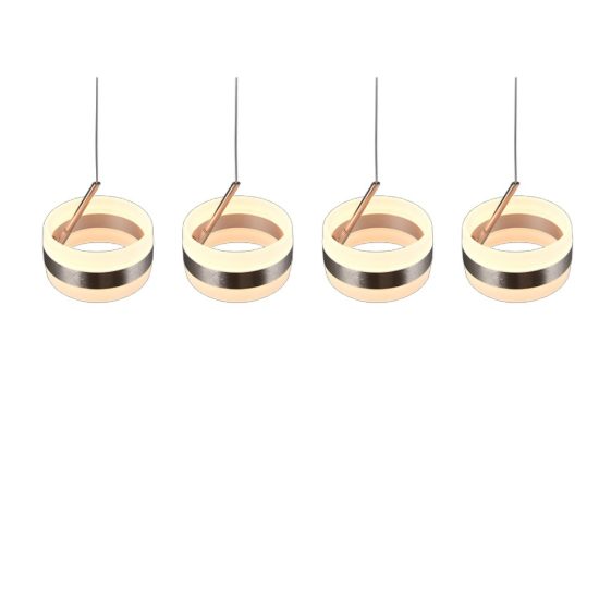 Lampadario a sospensione led cct 2300k 4000k dimmerabile 4 luci rettangolare nichel