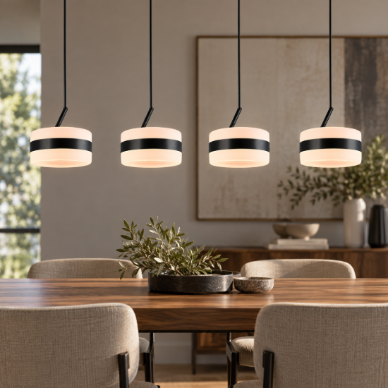 Lampadario rettangolare nero opaco a sospensione led cct 2300k 4000k dimmerabile