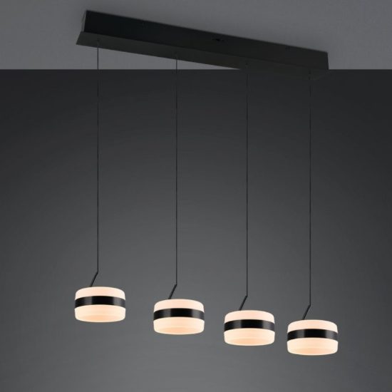 Lampadario rettangolare nero opaco a sospensione led cct 2300k 4000k dimmerabile