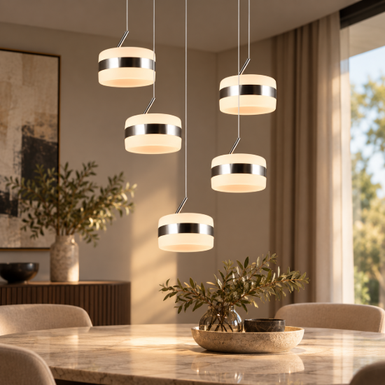 Lampadario per tavolo da pranzo led cct 2300k 4000k dimmerabile 5 luci