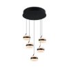 Lampadario led 8w cct 2300k 4000k dimmerabile 5 luci rotondo nero opaco a sospensione