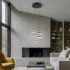 Lampadario led 8w cct 2300k 4000k dimmerabile 5 luci rotondo nero opaco a sospensione