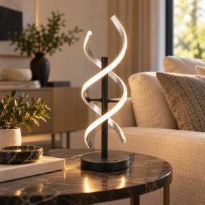 Lampada da tavolo per camera da letto spirale nera led 20,5w cct 2300k 4000k dimmerabile