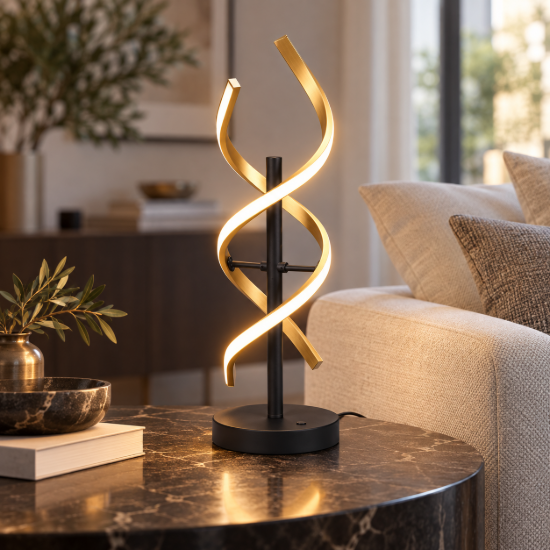Lampada da tavolo spirale ottone led dimmerabile cct 2300k 4000k