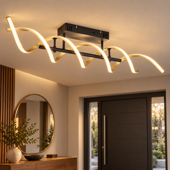 Plafoniera led 41w cct 2300k 4000k dimmerabile spirale ottone nero