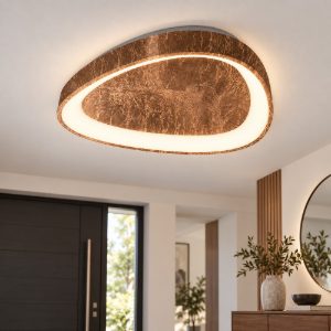 Plafoniera led 30w cct 3000k 4000k moderna plettro foglia rame
