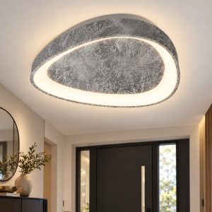 Plafoniera moderna plettro foglia argento led 30w cct 3000k 4000k 35cm