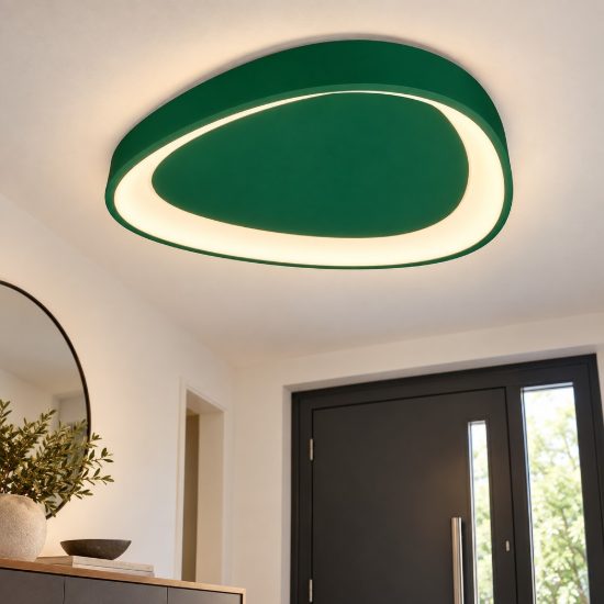 Plafoniera plettro moderna verde bosco led 30w cct 3000k 4000k 35cm
