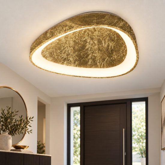 Plafoniera led 30w cct 3000k 4000k moderna plettro foglia oro