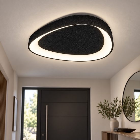 Plafoniera moderna plettro nero led 30w cct 3000k 4000k 35cm
