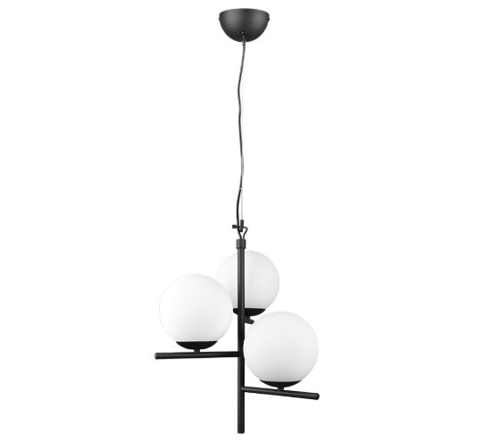 Lampadario a sospensione moderno per tavolo da pranzo nero opaco 3 luci