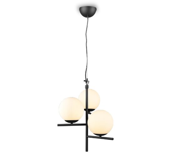 Lampadario a sospensione moderno per tavolo da pranzo nero opaco 3 luci