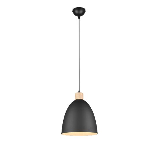 Lampada a sospensione per penisola cucina conica nero legno