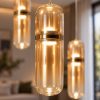 Fabas lampadario moderno portofino a quattro luci vetro cognac led 24w 3000k dimmerabile