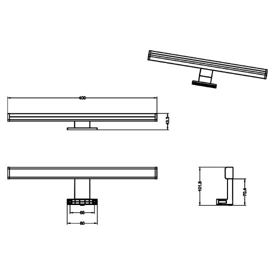 Applique per specchio da bagno led 3000k nero opaco ip44