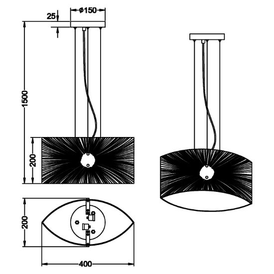 Lampadario in vetro decorato per soggiorno