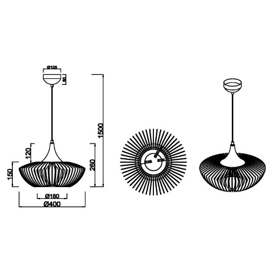 Lampadario a sospensione per soggiorno nero design