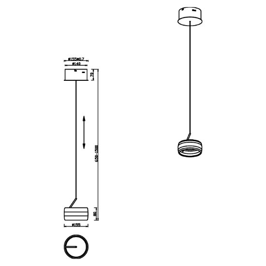 Lampada a sospensione led 8w cct 2300k 4000k dimmerabile nichel opaco