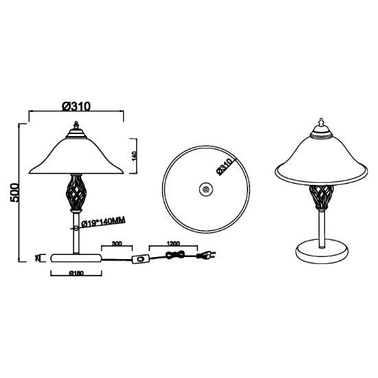 Lampada da tavolo rustica per salotto ruggine vetro