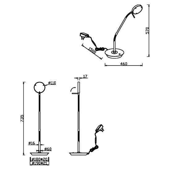 Lampada da scrivania ufficio led cct 2300k 4000k dimmerabile nickel