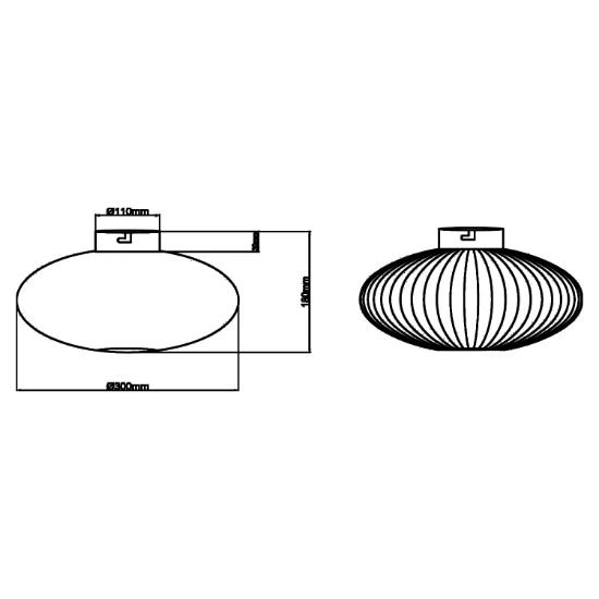 Plafoniera design per ingresso ellittica nero opaco 30cm