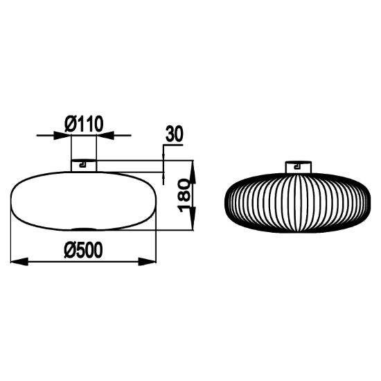Grande plafoniera rotonda 50cm nero opaco