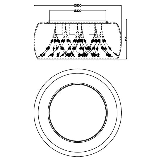 Plafoniera per salotto cromo vetro fumè 50cm
