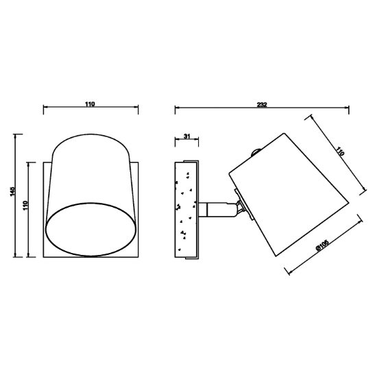 Applique con spot nickel anticato legno orientabile
