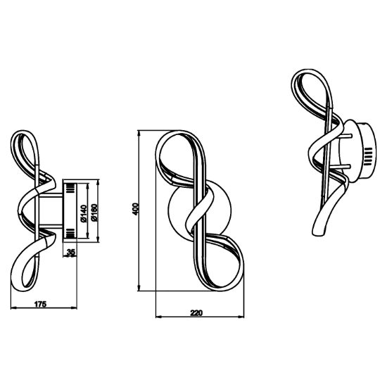 Applique design moderno bianco led 4000k dimmerabile