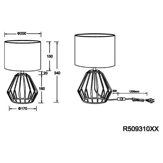 Lampada da tavolo per salotto nera design moderno
