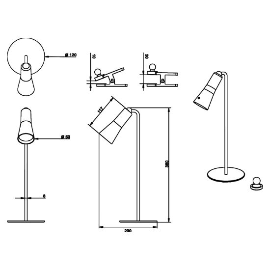 Lampada da scrivania moderna led 3000k dimmerabile ricaricabile nero touch